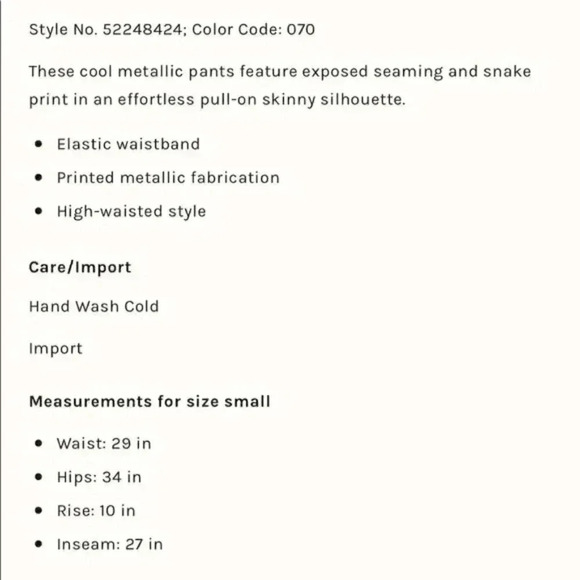 Free People gold snakeskin vegan leather leggings - Picture 3 of 3